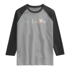 Drums Heartbeat Raglan Shirt Drummer Percussionist Silhouette TS10 Sport Gray Black Print Your Wear