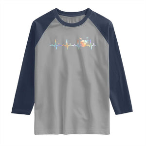 Drums Heartbeat Raglan Shirt Drummer Percussionist Silhouette TS10 Sport Gray Navy Print Your Wear