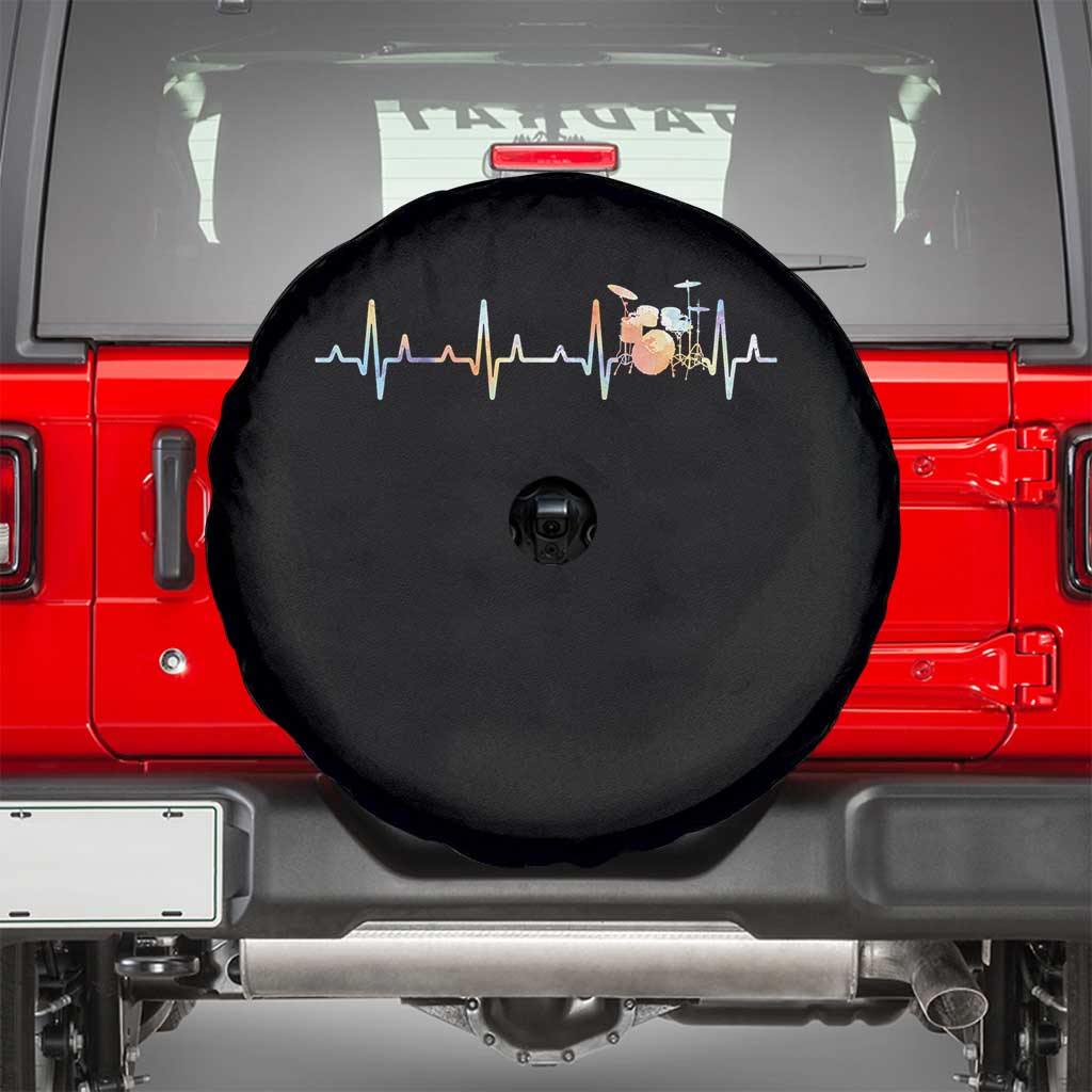 Drums Heartbeat Spare Tire Cover Drummer Percussionist Silhouette TS10 Black Print Your Wear