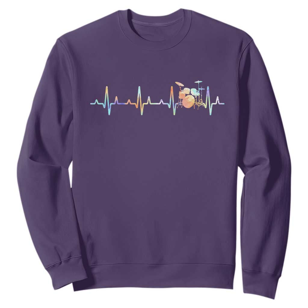 Drums Heartbeat Sweatshirt Drummer Percussionist Silhouette TS10 Purple Print Your Wear