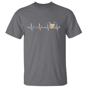 Drums Heartbeat T Shirt Drummer Percussionist Silhouette TS10 Charcoal Print Your Wear