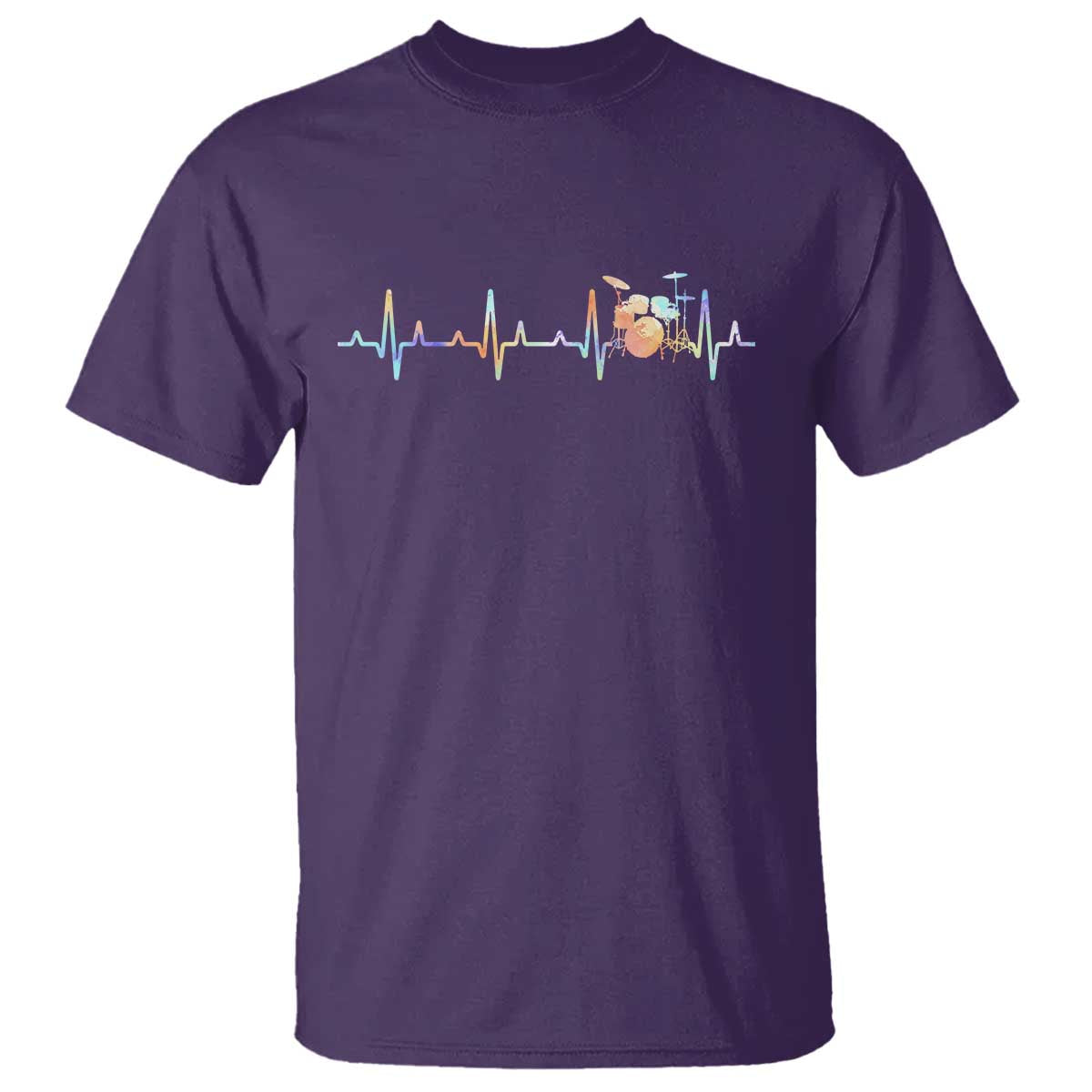 Drums Heartbeat T Shirt Drummer Percussionist Silhouette TS10 Purple Print Your Wear
