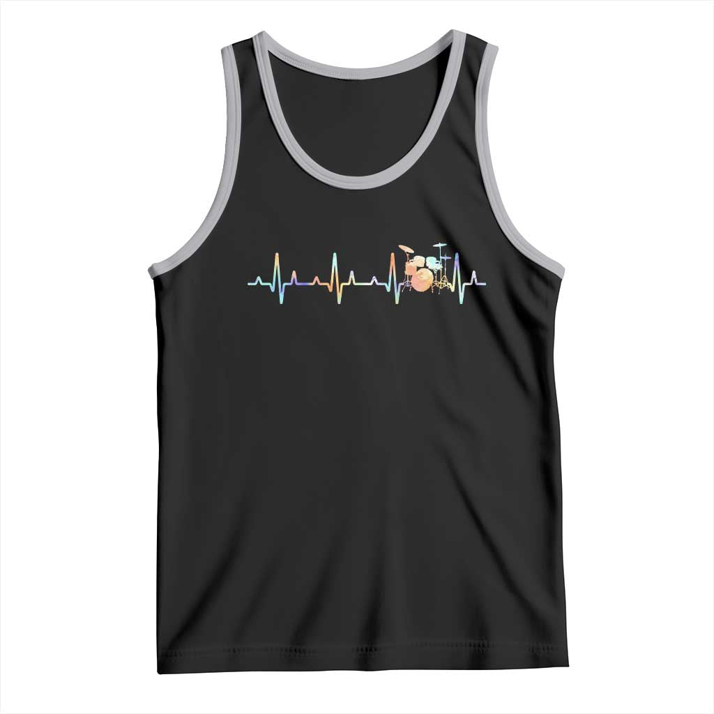 Drums Heartbeat Tank Top Drummer Percussionist Silhouette TS10 Black Athletic Heather Print Your Wear