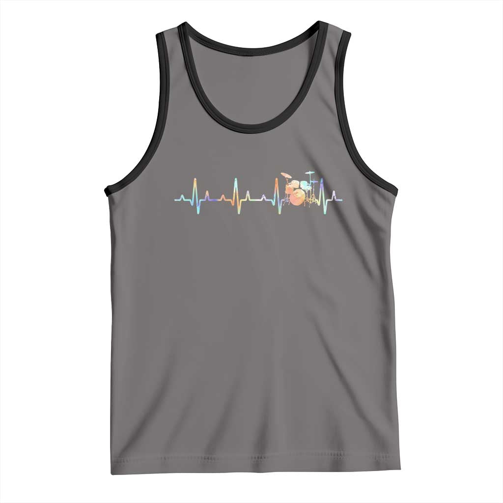 Drums Heartbeat Tank Top Drummer Percussionist Silhouette TS10 Deep Heather Black Print Your Wear