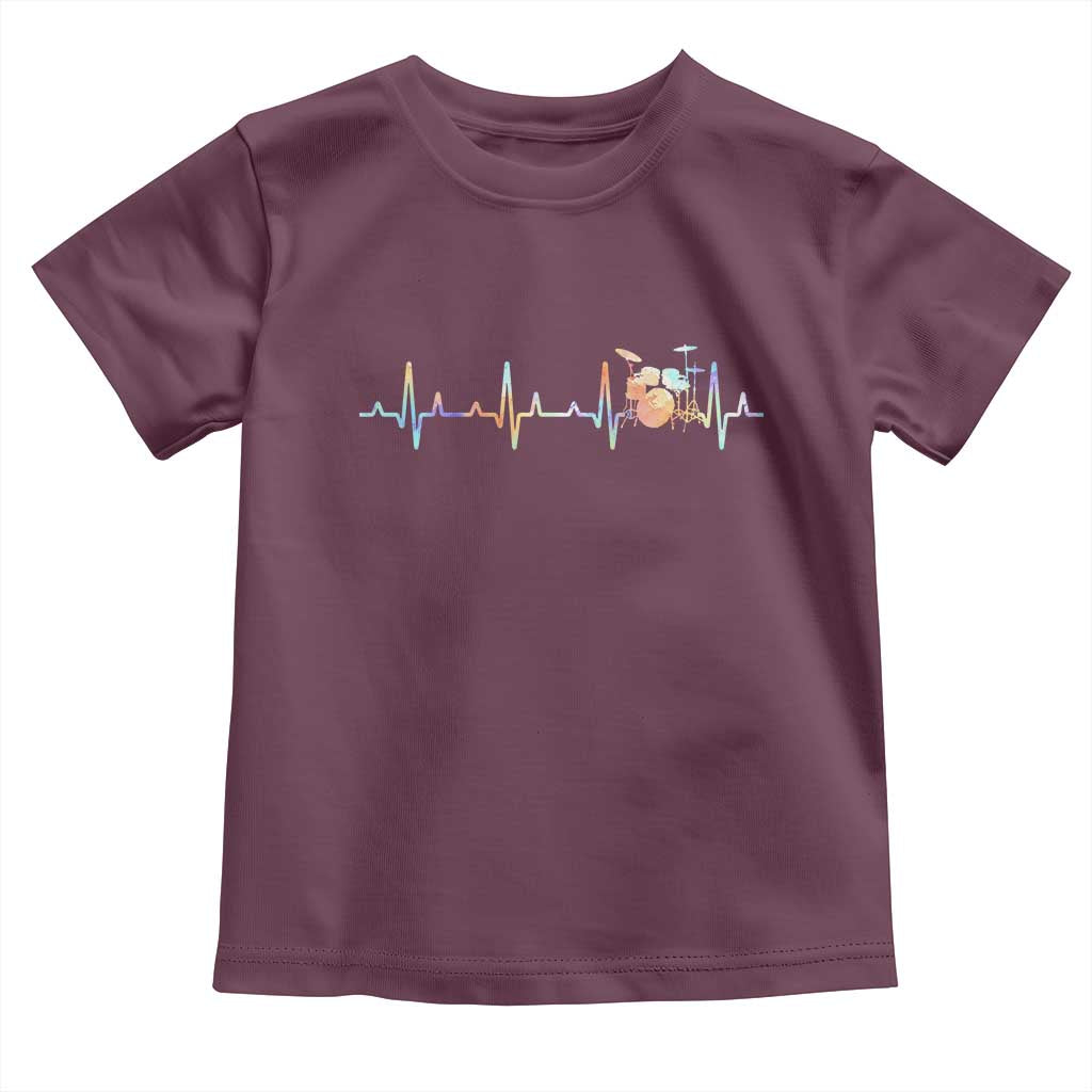 Drums Heartbeat Toddler T Shirt Drummer Percussionist Silhouette TS10 Maroon Print Your Wear