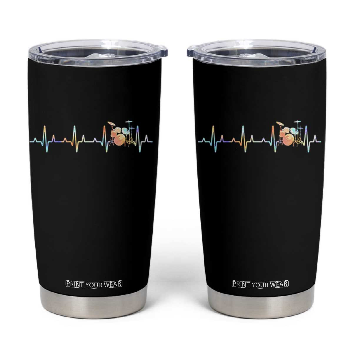 Drums Heartbeat Tumbler Cup Drummer Percussionist Silhouette TS10 Black Print Your Wear