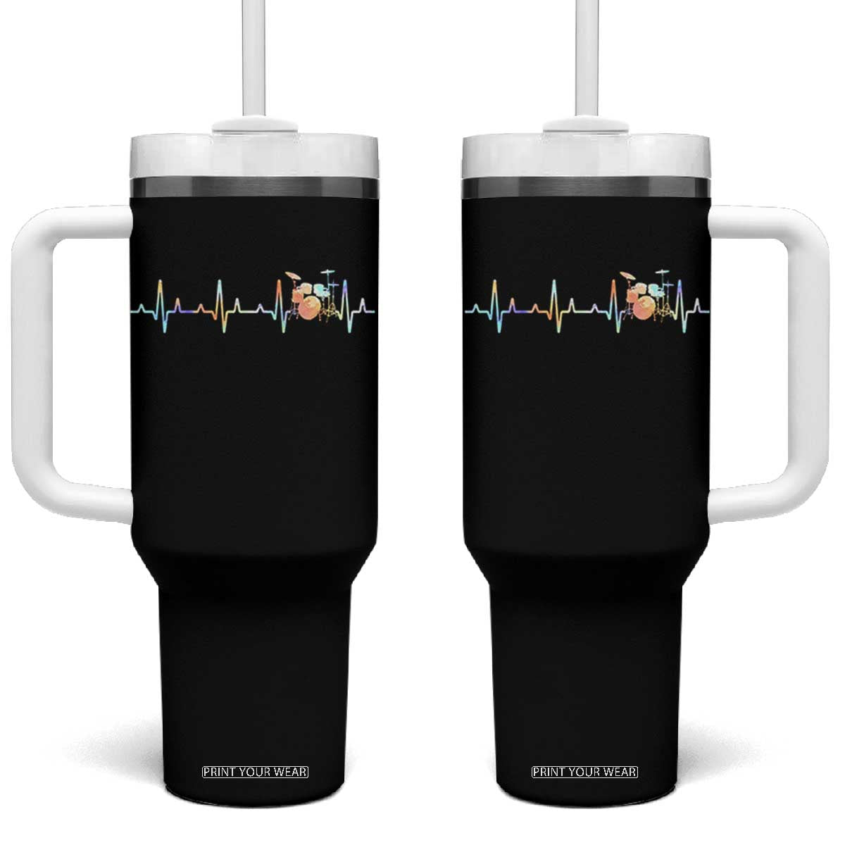 Drums Heartbeat Tumbler With Handle Drummer Percussionist Silhouette TS10 One Size: 40 oz Black Print Your Wear
