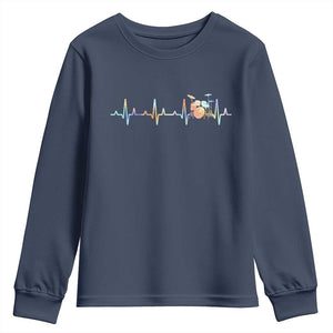 Drums Heartbeat Youth Sweatshirt Drummer Percussionist Silhouette TS10 Navy Print Your Wear