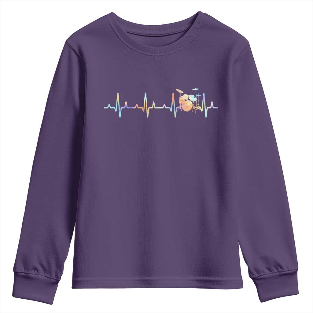 Drums Heartbeat Youth Sweatshirt Drummer Percussionist Silhouette TS10 Purple Print Your Wear