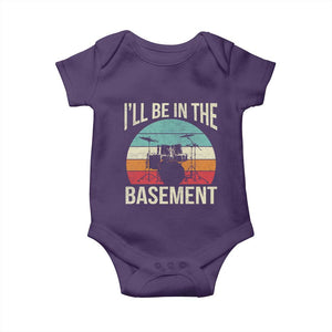 Funny Drummer Baby Onesie Drum Set Drumming Lovers I'll Be In The Basement TS10 Purple Print Your Wear