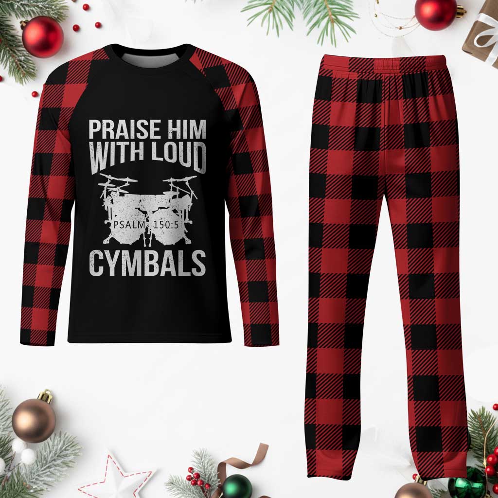 Christian Drummer Plaid Pajama Set Praise Him With Loud Cymbals Drumming Psalm 150:3 TS10 Buffalo Plaid Print Your Wear