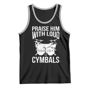 Christian Drummer Tank Top Praise Him With Loud Cymbals Drumming Psalm 150:3 TS10 Black Athletic Heather Print Your Wear