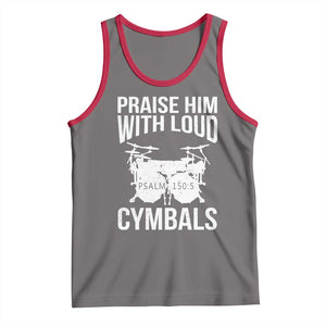 Christian Drummer Tank Top Praise Him With Loud Cymbals Drumming Psalm 150:3 TS10 Deep Heather Red Print Your Wear