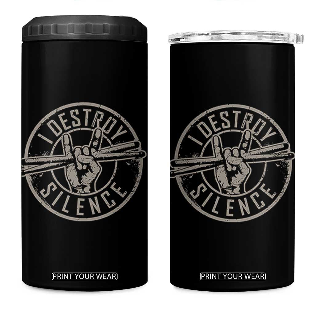 Funny Drummer 4 in 1 Can Cooler Tumbler Musician Gift Percussion Lover TS10 One Size: 16 oz Black Print Your Wear