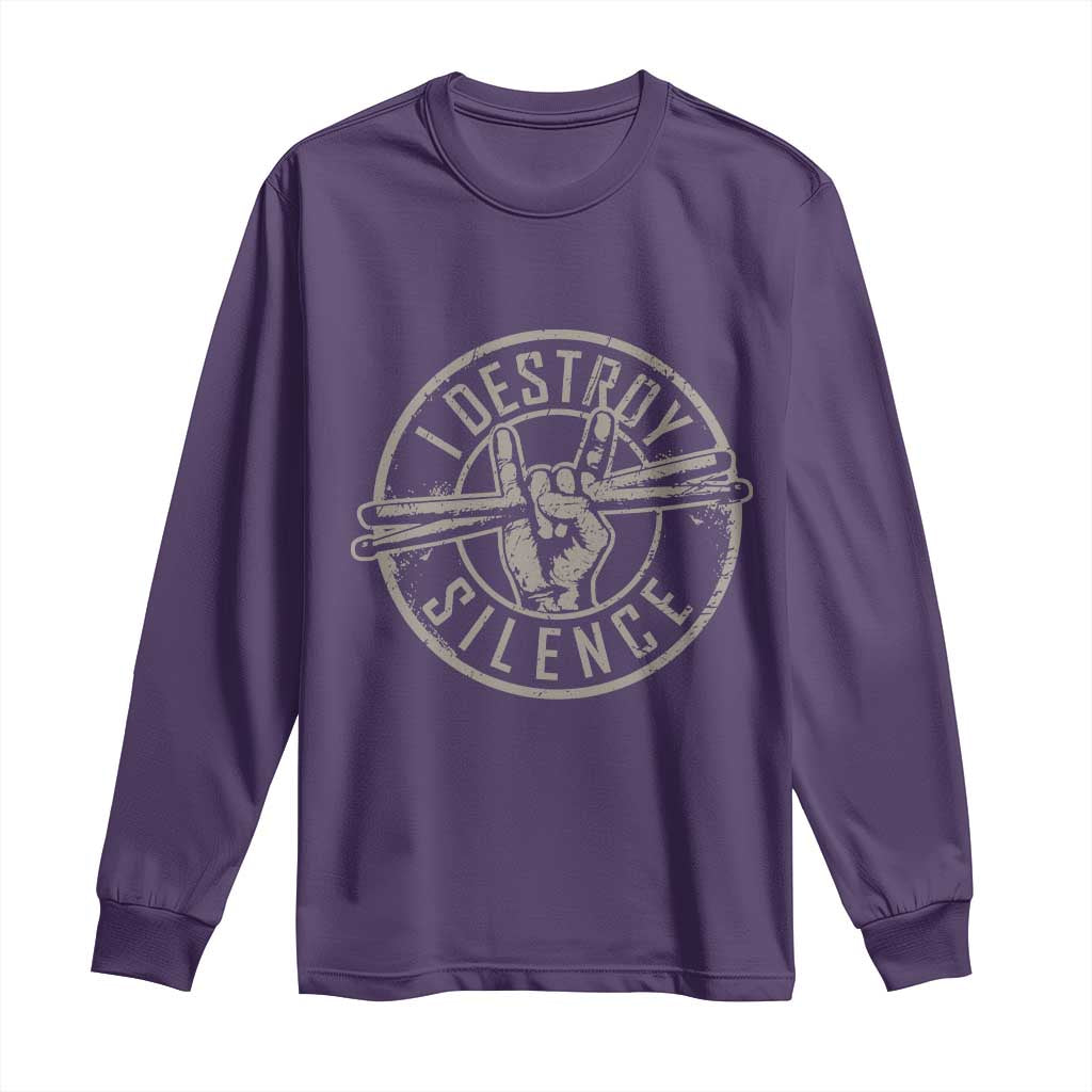 Funny Drummer Long Sleeve Shirt Musician Gift Percussion Lover TS10 Purple Print Your Wear