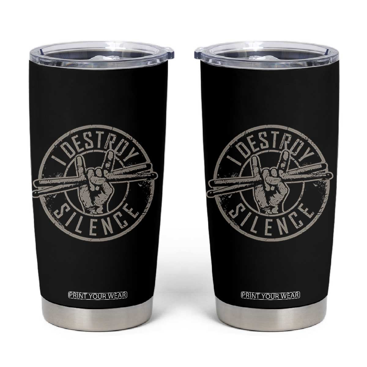 Funny Drummer Tumbler Cup Musician Gift Percussion Lover TS10 Black Print Your Wear
