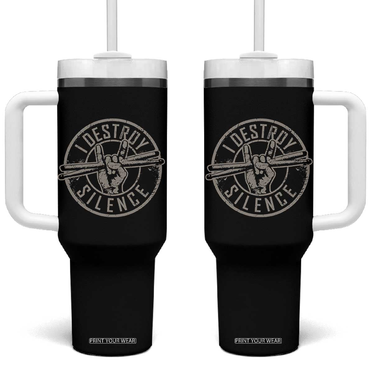 Funny Drummer Tumbler With Handle Musician Gift Percussion Lover TS10 One Size: 40 oz Black Print Your Wear