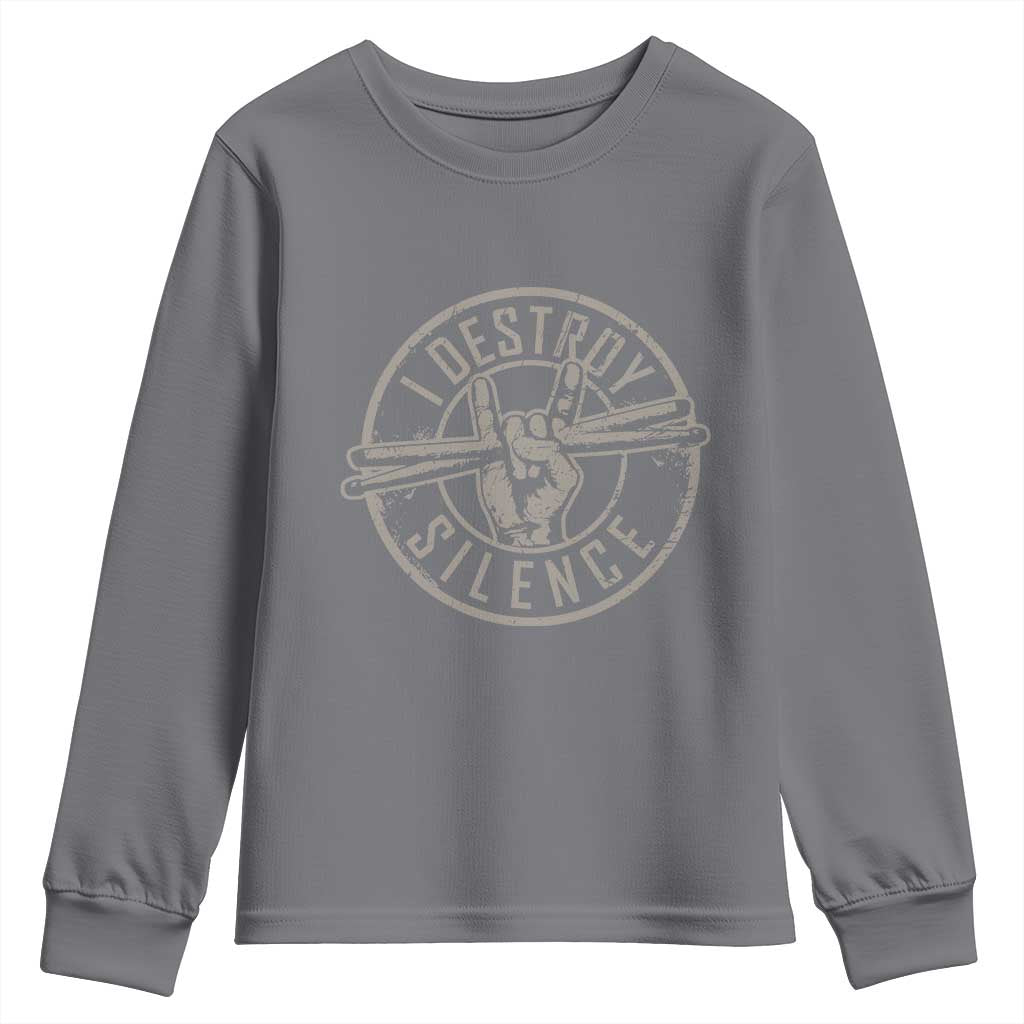 Funny Drummer Youth Sweatshirt Musician Gift Percussion Lover TS10 Charcoal Print Your Wear