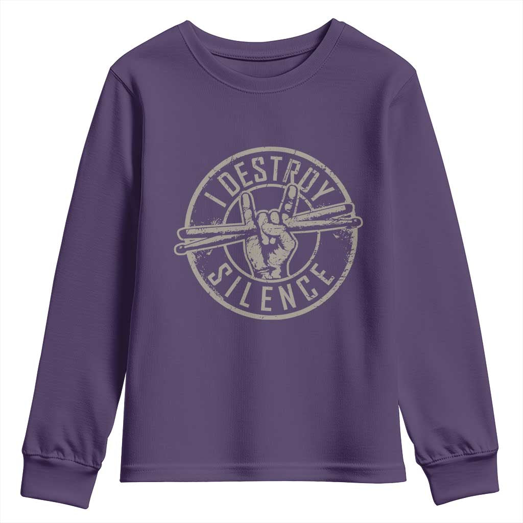 Funny Drummer Youth Sweatshirt Musician Gift Percussion Lover TS10 Purple Print Your Wear