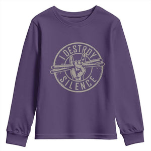 Funny Drummer Youth Sweatshirt Musician Gift Percussion Lover TS10 Purple Print Your Wear