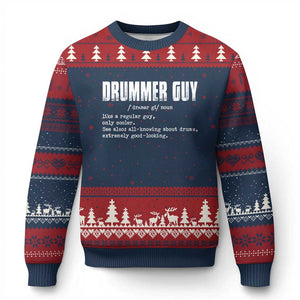Funny Drummer Guy Ugly Christmas Sweater Definition Vintage Drums Drumming TS10 Navy Red Print Your Wear
