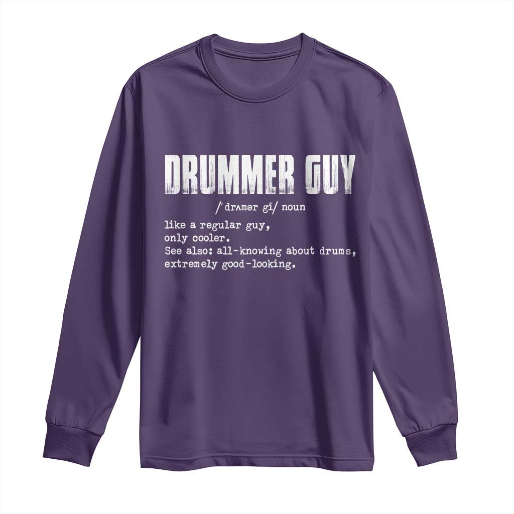 Funny Drummer Guy Long Sleeve Shirt Definition Vintage Drums Drumming TS10 Purple Print Your Wear