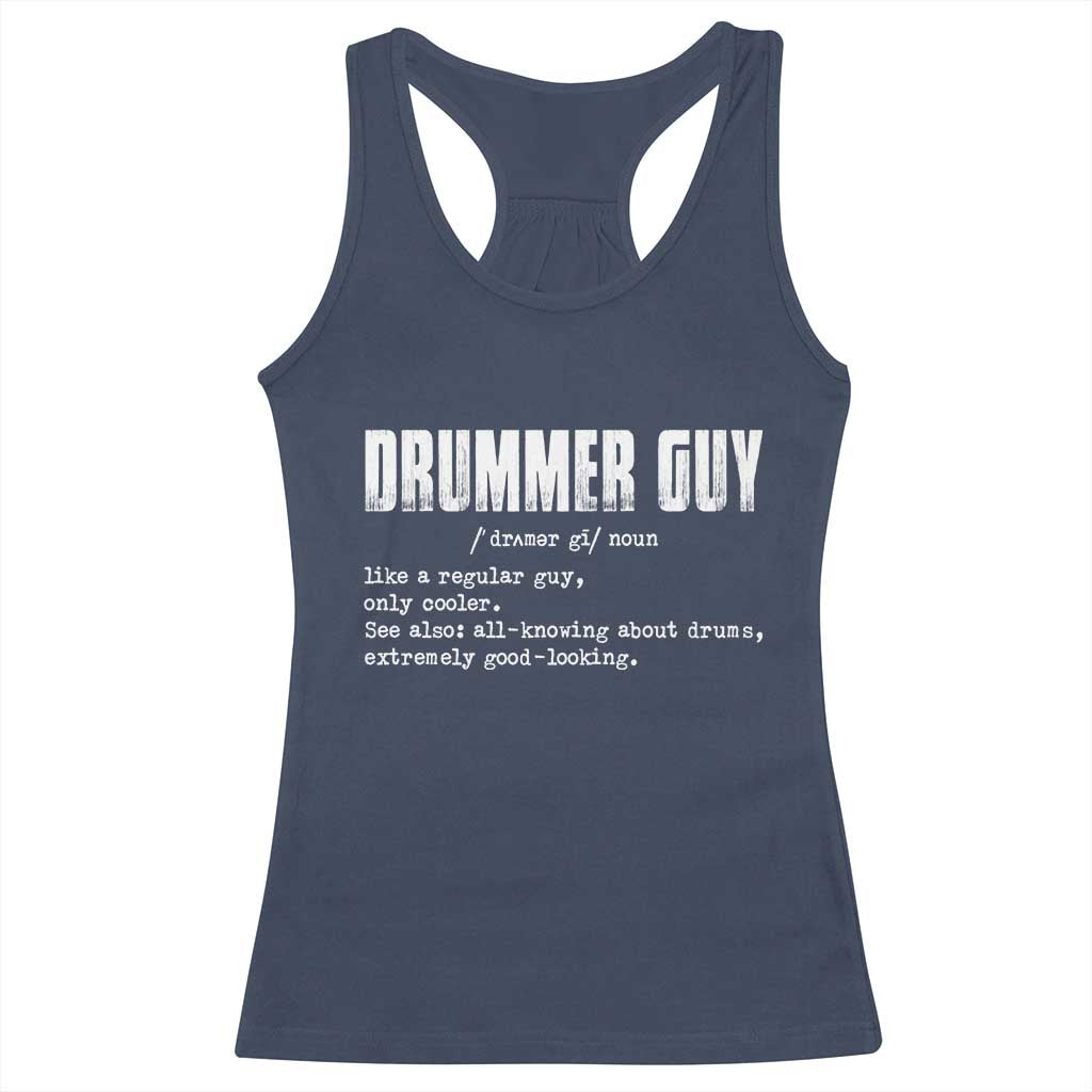 Funny Drummer Guy Racerback Tank Top Definition Vintage Drums Drumming TS10 Navy Print Your Wear