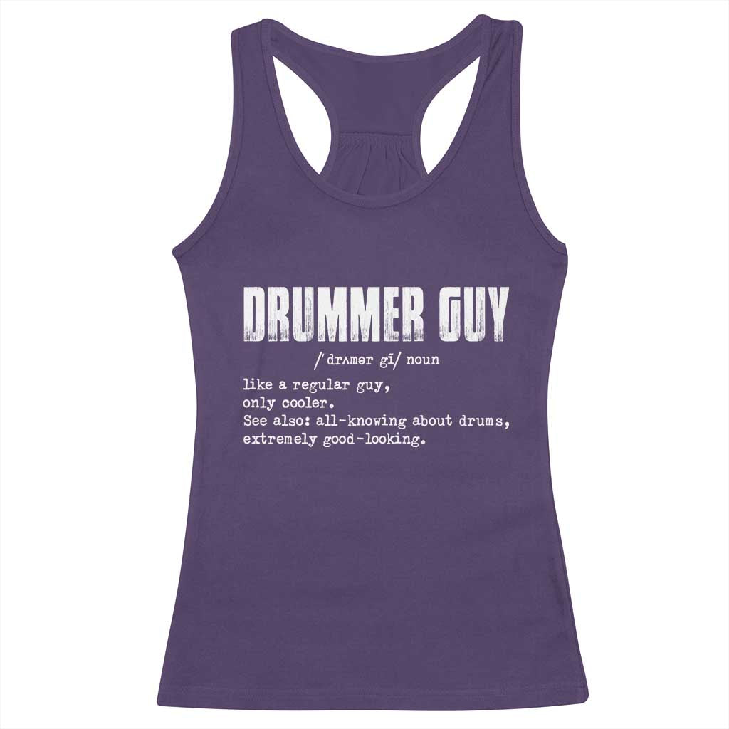 Funny Drummer Guy Racerback Tank Top Definition Vintage Drums Drumming TS10 Purple Print Your Wear