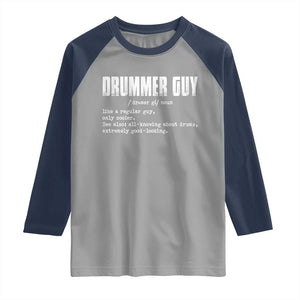 Funny Drummer Guy Raglan Shirt Definition Vintage Drums Drumming TS10 Sport Gray Navy Print Your Wear