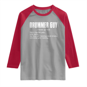 Funny Drummer Guy Raglan Shirt Definition Vintage Drums Drumming TS10 Sport Gray Red Print Your Wear