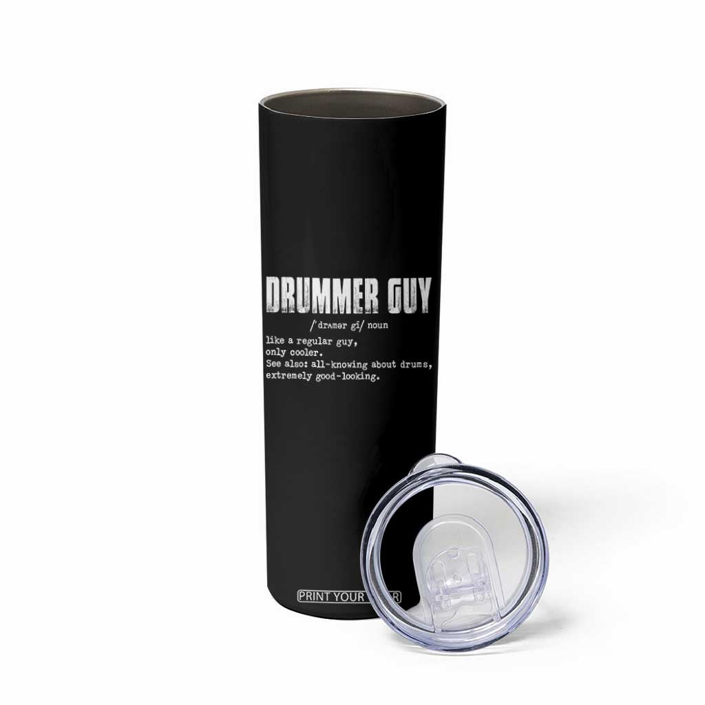 Funny Drummer Guy Skinny Tumbler Definition Vintage Drums Drumming TS10 Print Your Wear