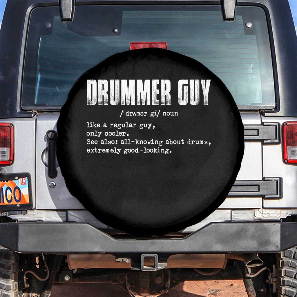 Funny Drummer Guy Spare Tire Cover Definition Vintage Drums Drumming TS10 No hole Black Print Your Wear