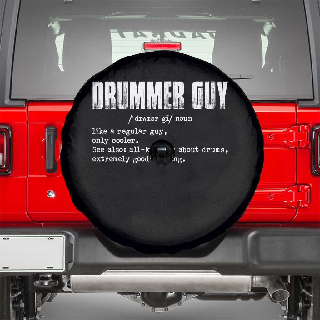 Funny Drummer Guy Spare Tire Cover Definition Vintage Drums Drumming TS10 Black Print Your Wear