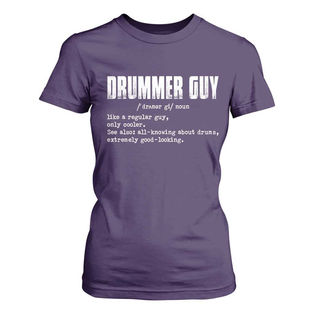 Funny Drummer Guy T Shirt For Women Definition Vintage Drums Drumming TS10 Purple Print Your Wear