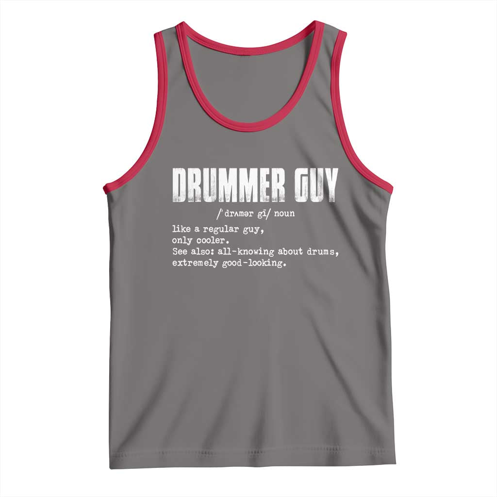Funny Drummer Guy Tank Top Definition Vintage Drums Drumming TS10 Deep Heather Red Print Your Wear