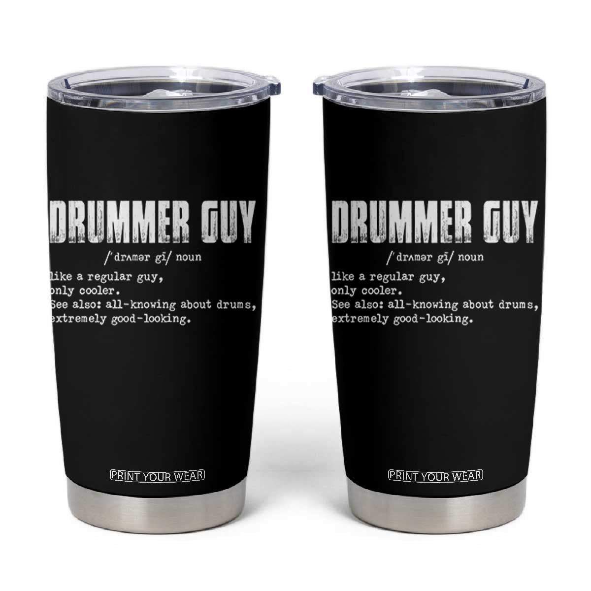 Funny Drummer Guy Tumbler Cup Definition Vintage Drums Drumming TS10 Black Print Your Wear