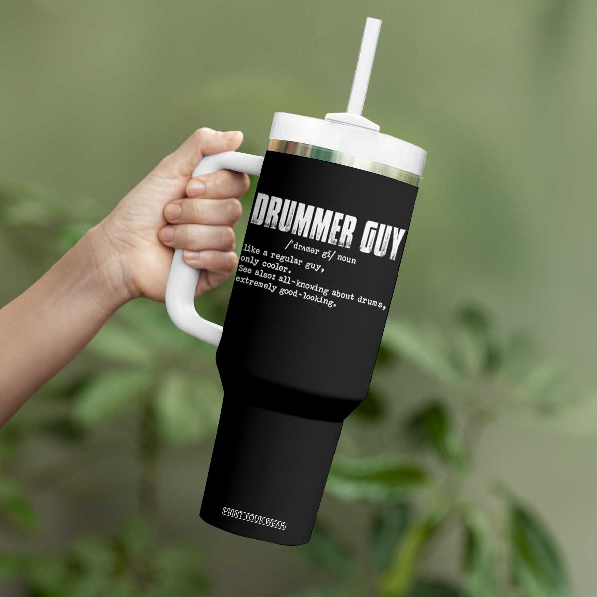 Funny Drummer Guy Tumbler With Handle Definition Vintage Drums Drumming TS10 Print Your Wear