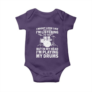 Funny Drummer Baby Onesie I Might Look Like Im Listening To You But TS10 Purple Print Your Wear