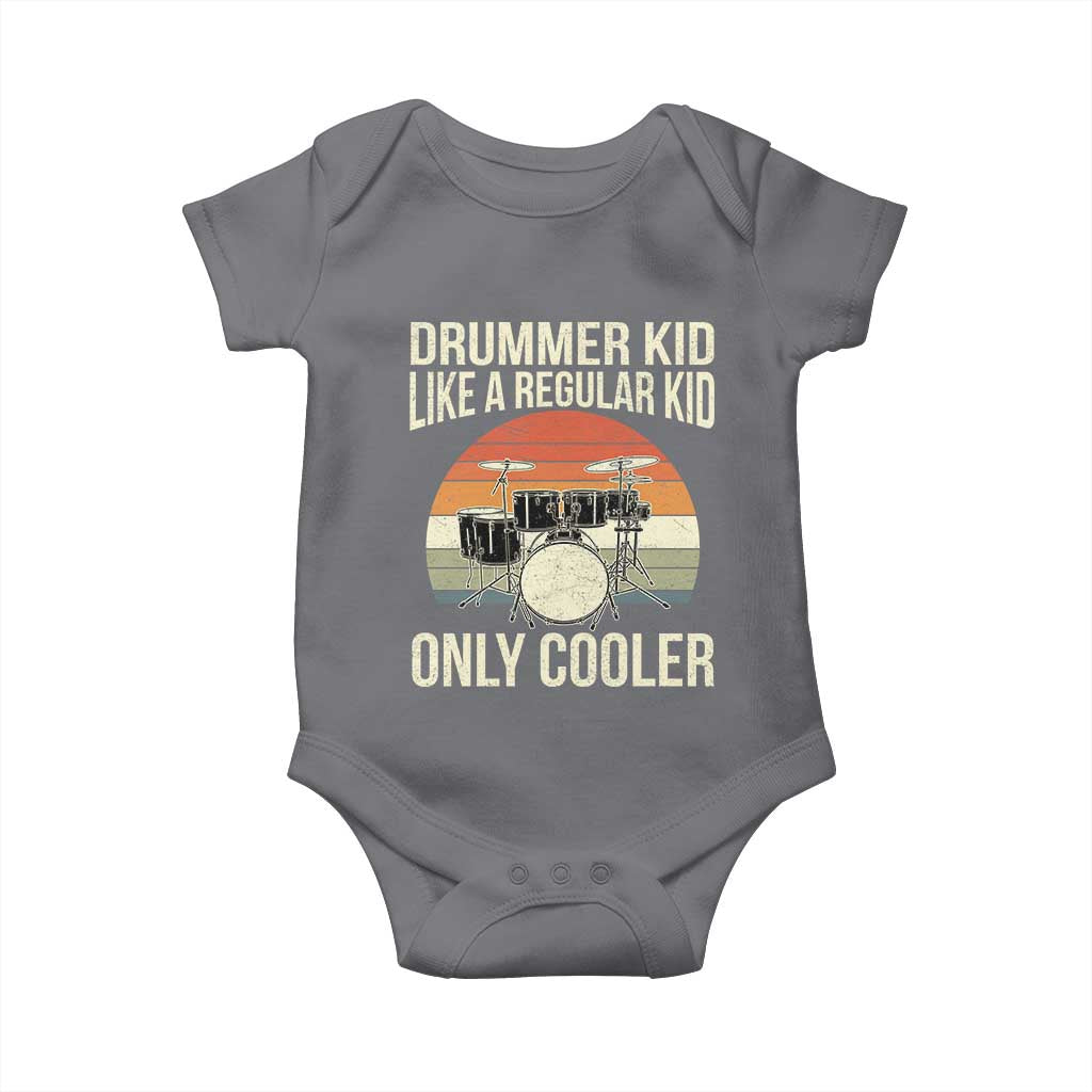 Funny Drummer Kid Baby Onesie Like A Regular Kid But Cooler Boys Girls Kids TS10 Charcoal Print Your Wear