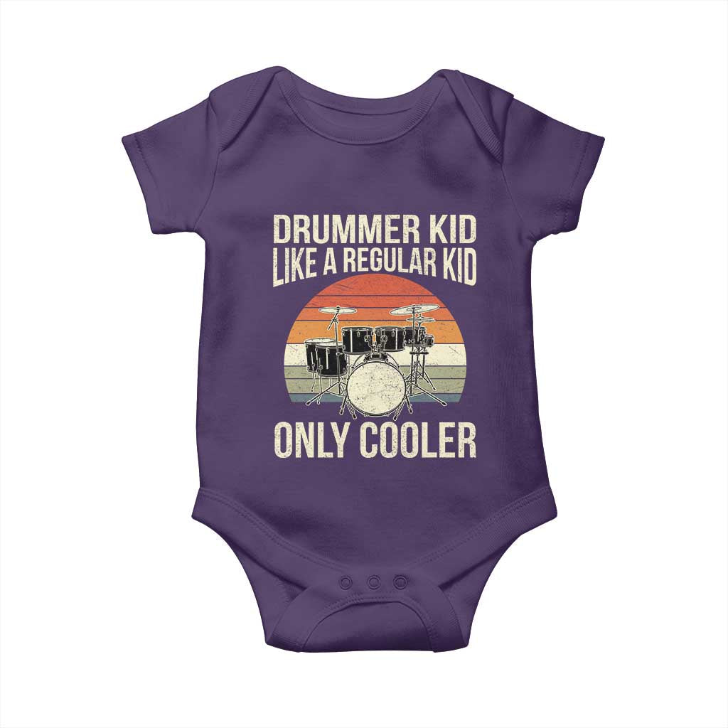 Funny Drummer Kid Baby Onesie Like A Regular Kid But Cooler Boys Girls Kids TS10 Purple Print Your Wear