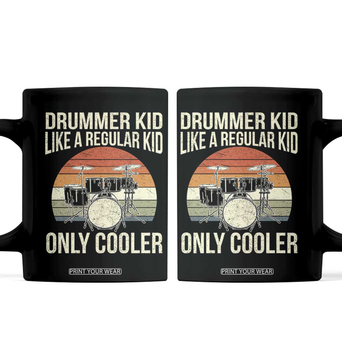 Funny Drummer Kid Coffee Mug Like A Regular Kid But Cooler Boys Girls Kids TS10 Black Print Your Wear