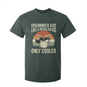 Funny Drummer Kid T Shirt For Kid Like A Regular Kid But Cooler Boys Girls Kids TS10 Dark Forest Green Print Your Wear