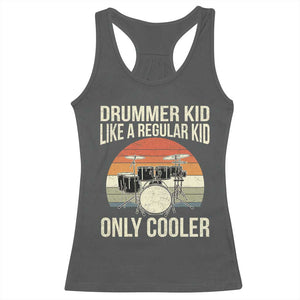 Funny Drummer Kid Racerback Tank Top Like A Regular Kid But Cooler Boys Girls Kids TS10 Dark Heather Print Your Wear