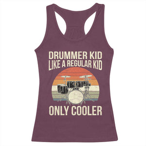 Funny Drummer Kid Racerback Tank Top Like A Regular Kid But Cooler Boys Girls Kids TS10 Maroon Print Your Wear