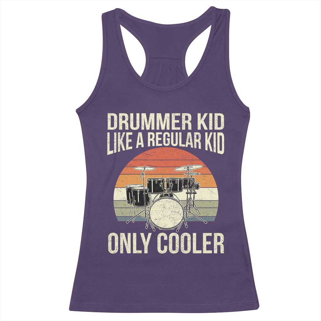 Funny Drummer Kid Racerback Tank Top Like A Regular Kid But Cooler Boys Girls Kids TS10 Purple Print Your Wear