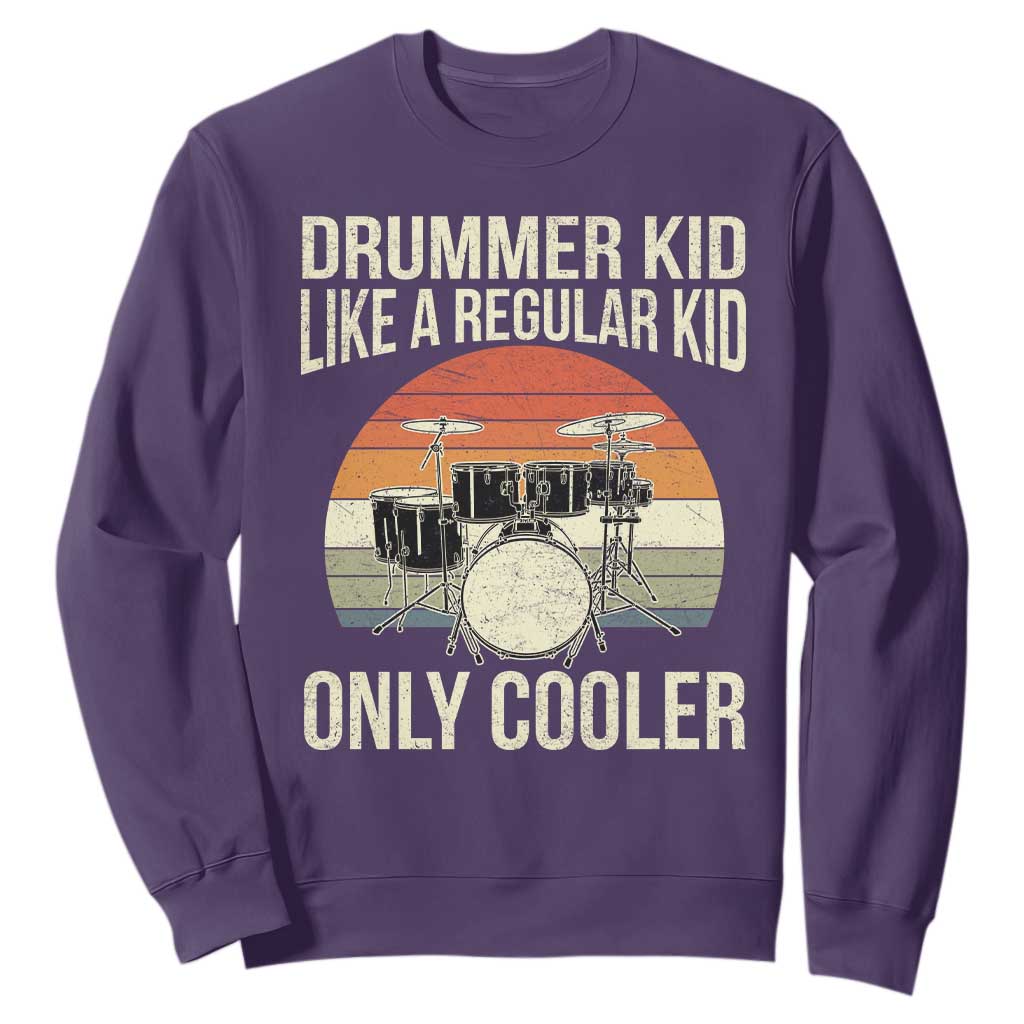 Funny Drummer Kid Sweatshirt Like A Regular Kid But Cooler Boys Girls Kids TS10 Purple Print Your Wear