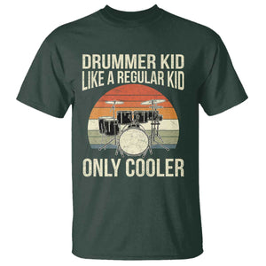 Funny Drummer Kid T Shirt Like A Regular Kid But Cooler Boys Girls Kids TS10 Dark Forest Green Print Your Wear