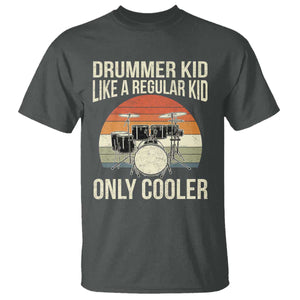 Funny Drummer Kid T Shirt Like A Regular Kid But Cooler Boys Girls Kids TS10 Dark Heather Print Your Wear