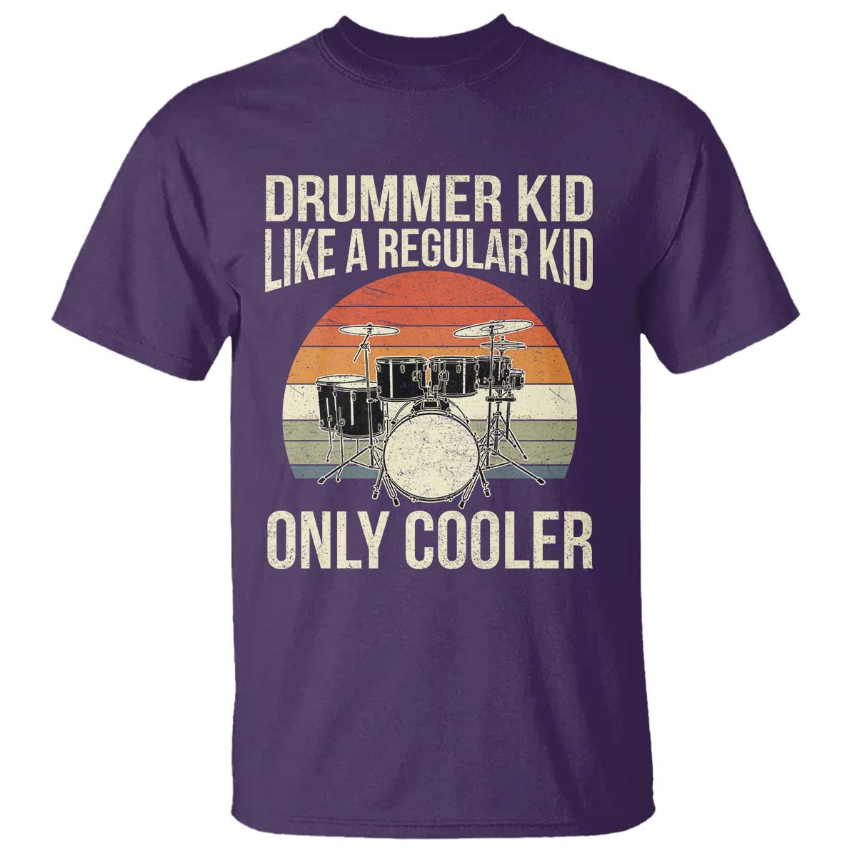 Funny Drummer Kid T Shirt Like A Regular Kid But Cooler Boys Girls Kids TS10 Purple Print Your Wear