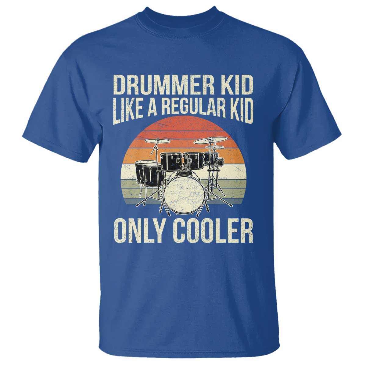 Funny Drummer Kid T Shirt Like A Regular Kid But Cooler Boys Girls Kids TS10 Royal Blue Print Your Wear